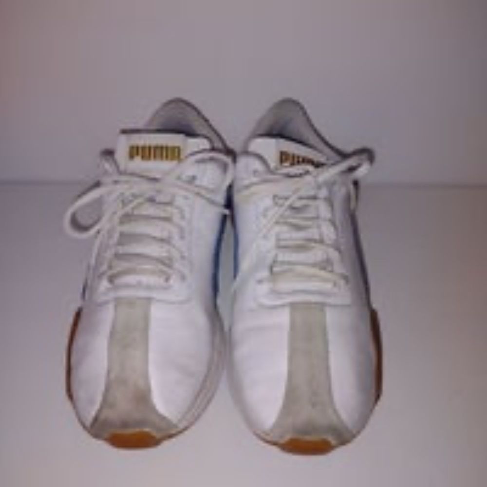 Men's Puma 367794-01 Leather Sneaker size 8 white red and blue